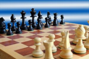 a chess board with chess pieces